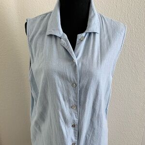 Stephanie Roger’s sleeveless blouse side slit eyelet trim on bottom hem size 2X